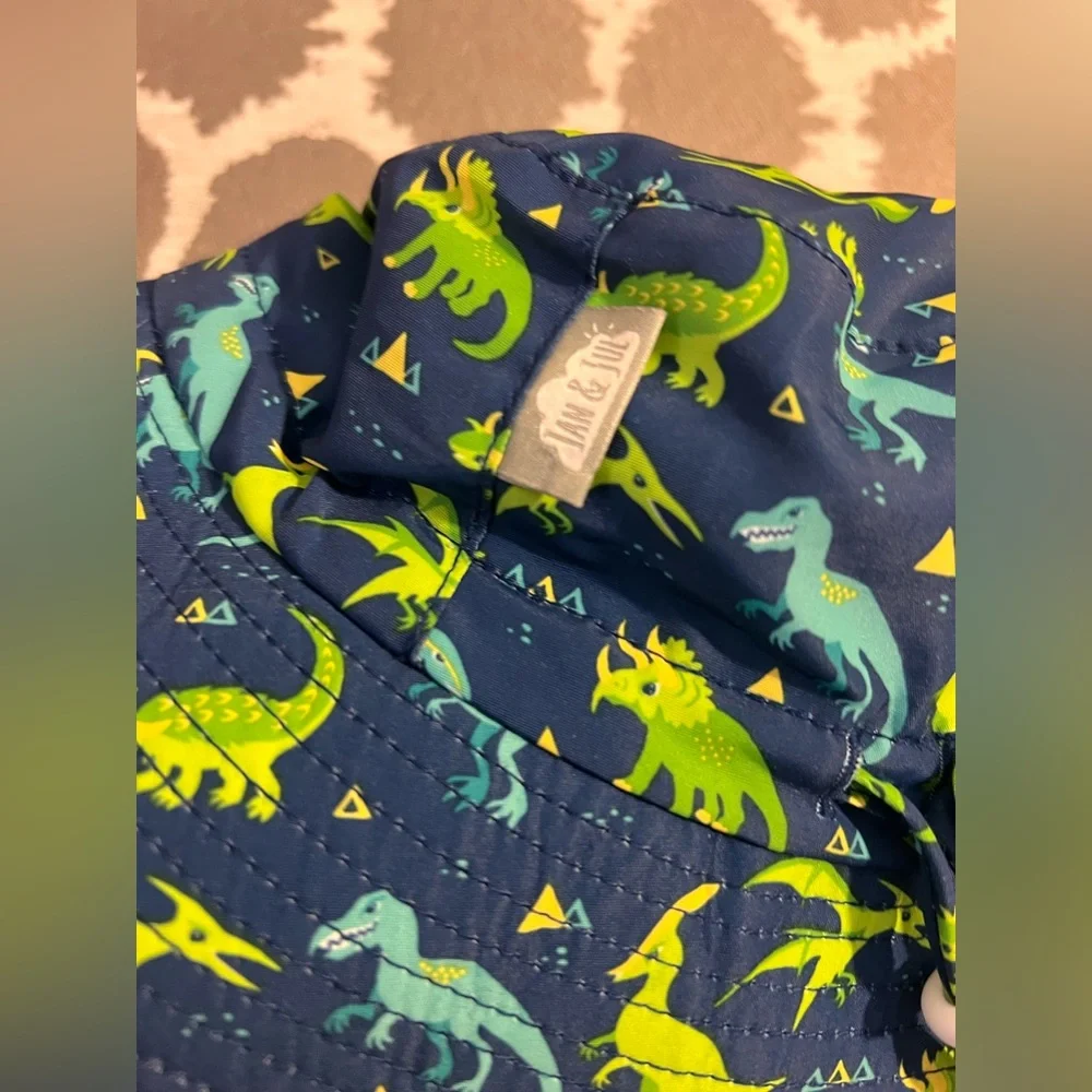 Kids Dinosaur Sun Hat - Blue and Green